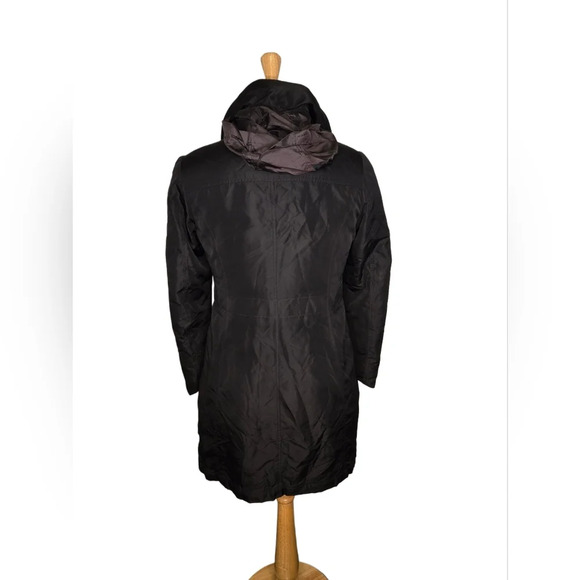Geox Respira Trench Coat Size 6 Hooded Lightweight Water Resistant Dark Academia - Picture 3 of 11